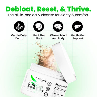 D-BLOAT Daily Debloat Powder - 30 Servings - Natural Bloating Relief & Water Retention Support - Dietary Supplement