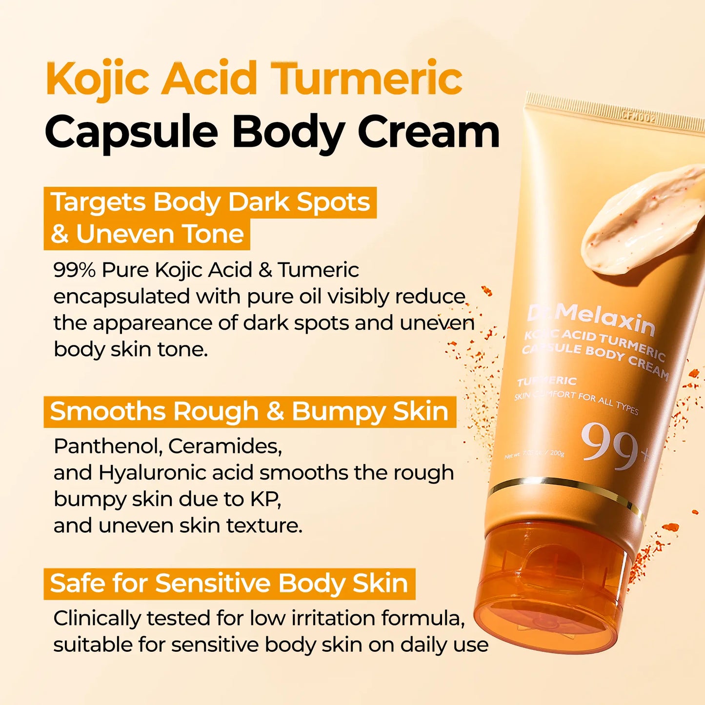 Kojic Acid Turmeric Amber Face & Body Care Set, Dark Spot & Pigmentation Care for Uneven Skin Tone