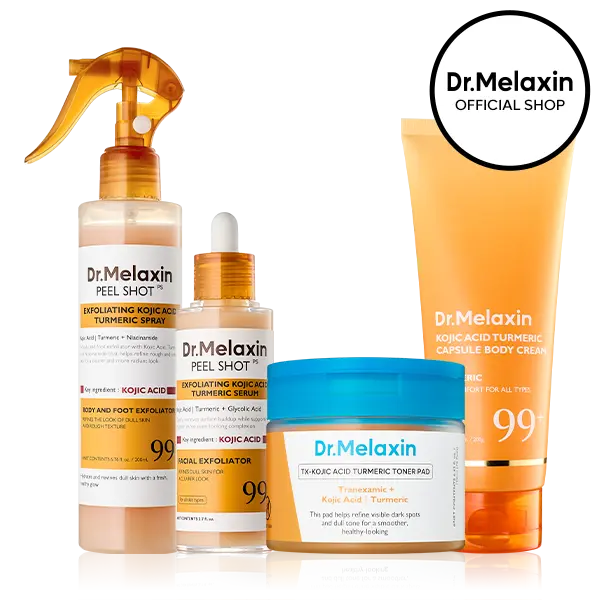 Kojic Acid Turmeric Amber Face & Body Care Set, Dark Spot & Pigmentation Care for Uneven Skin Tone