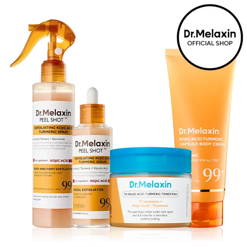 Kojic Acid Turmeric Amber Face & Body Care Set, Dark Spot & Pigmentation Care for Uneven Skin Tone
