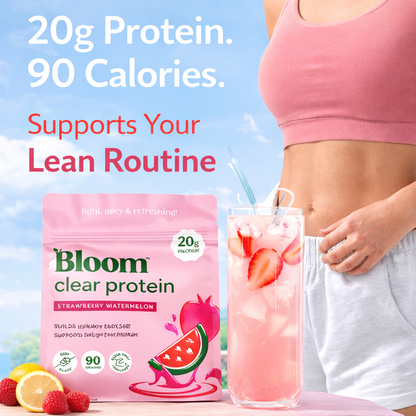 Bloom Nutrition Clear Protein - Clear Whey + Collagen Protein Blend | 20g Protein, 90 Calories, 0g Sugar, Light & uct Refreshing Fruity Drink | Protein for Women