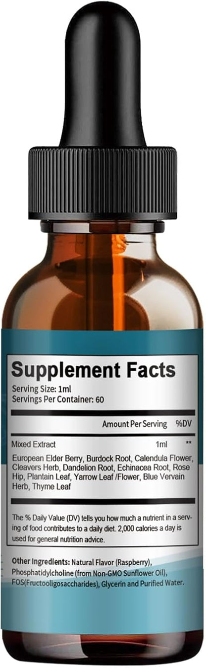 Liposomal Lymphatic Drainage Drops - 11 In 1 Organic Lymphatic Drainage Supplement with Burdock Root, Echinacea, Elderberry, Calendula, Cleavers Herb, Dandelion Supports Lymphatic Health 2 FL.OZ
