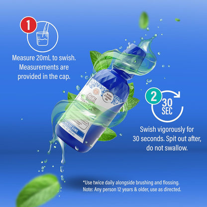 GuruNanda Healthy Gums Mouthwash for Gingivitis & Bleeding Gums – Antigingivitis Oral Rinse with 0.05% CPC – Alcohol-Free, Fluoride-Free Plaque Control – Wild Mint, 16 oz