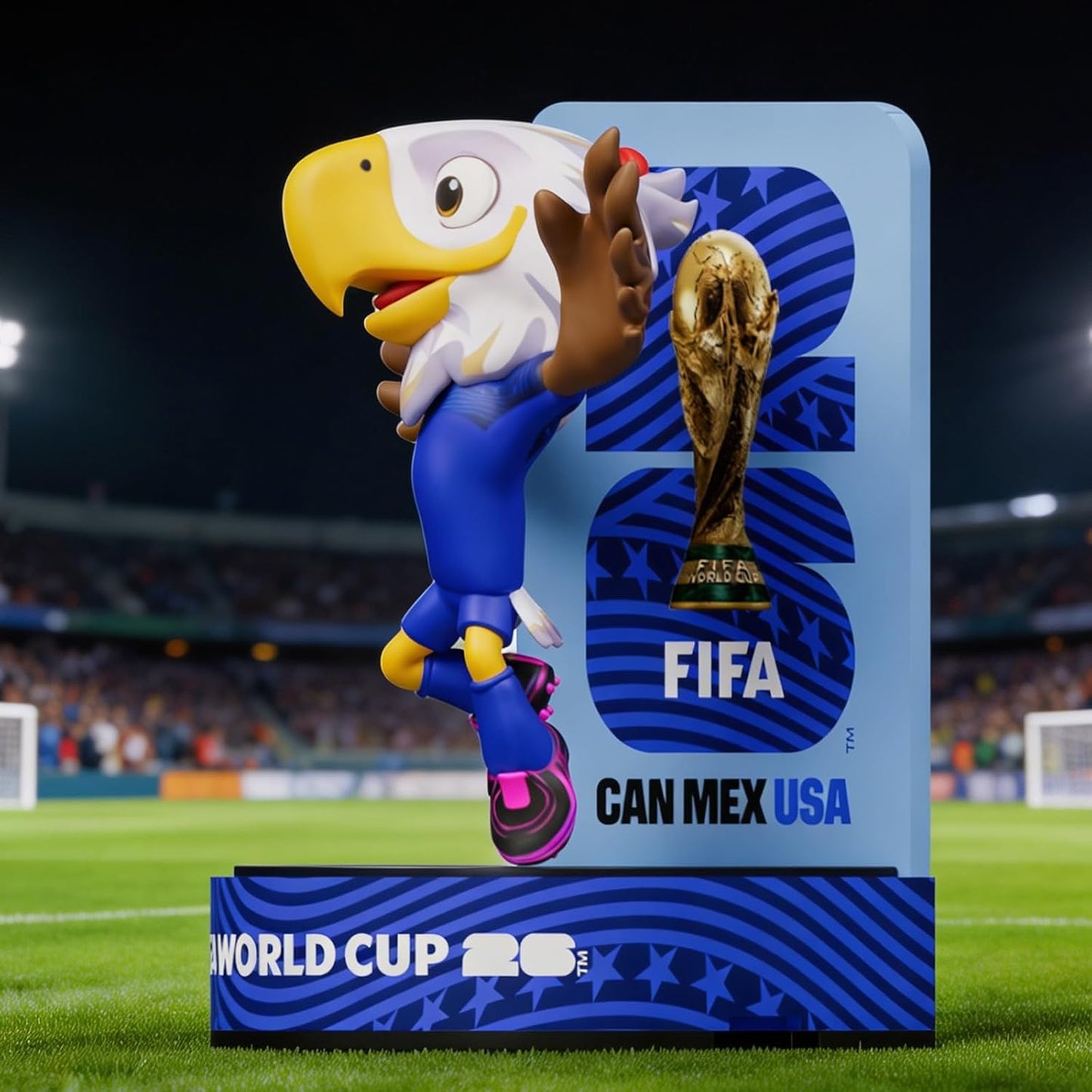 Sanyetral FIFA 2026 World Cup Official Licensed Mascot Figurines Set of 3 with Display Box (Zayu, Maple & Clutch), Official Merchandise Model Figure for Collectors