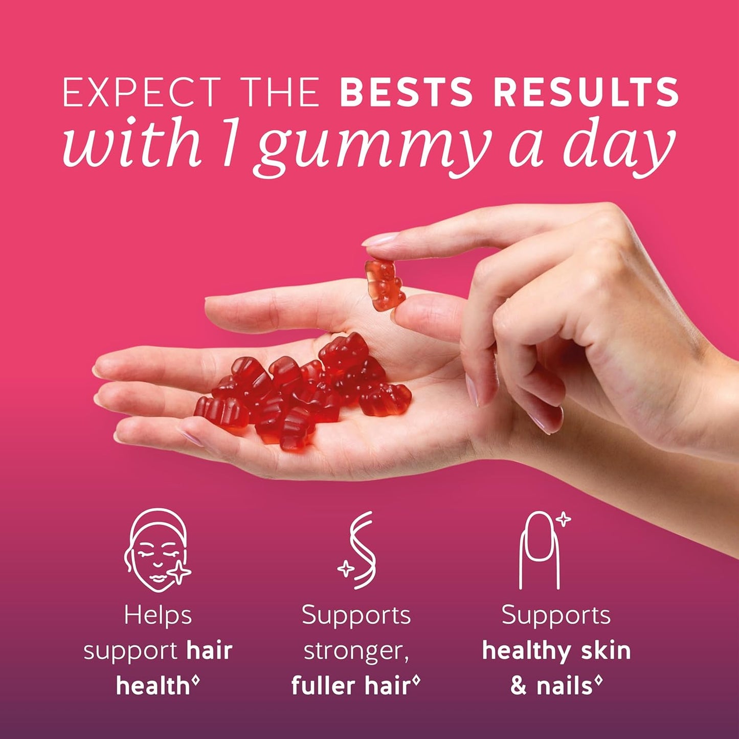 Bears with Benefits Biotin Gummies for Hair Growth, Skin & Nails –  5000 mcg Biotin + Vitamins C & E + Zinc - 30 Gummies - Vegan Wild Berry Flavor - 1 Month Supply