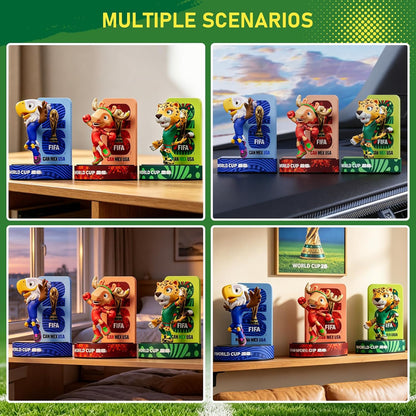 Sanyetral FIFA 2026 World Cup Official Licensed Mascot Figurines Set of 3 with Display Box (Zayu, Maple & Clutch), Official Merchandise Model Figure for Collectors