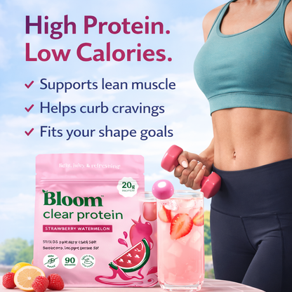 Bloom Nutrition Clear Protein - Clear Whey + Collagen Protein Blend | 20g Protein, 90 Calories, 0g Sugar, Light & uct Refreshing Fruity Drink | Protein for Women