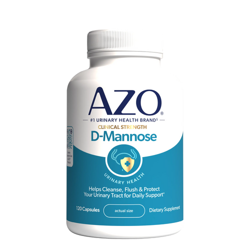 AZO D Mannose Urinary Tract Health, Cleanse, Flush & Protect The Urinary Tract, No.1 Pharmacist Recommended Brand, Clinical Strength, Non-GMO, 120 Count