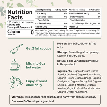 Micro Ingredients Organic Instant 10 in 1 Mushroom Coffee Powder