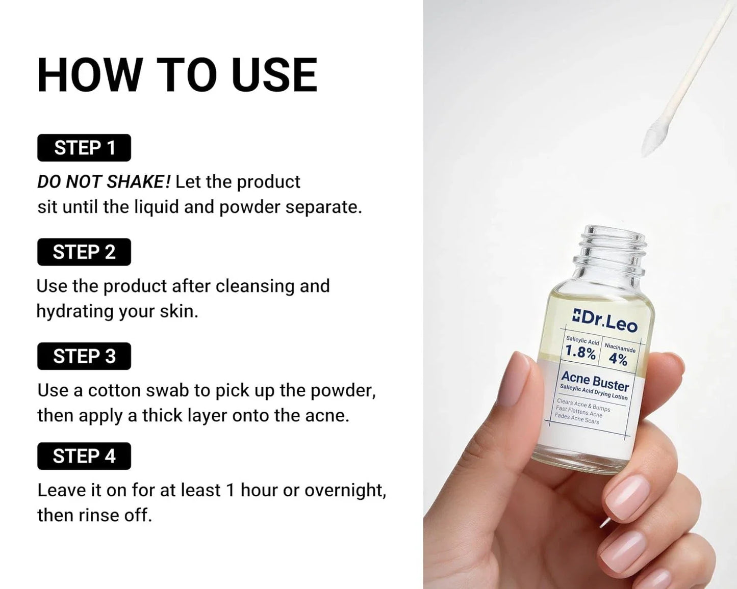 Dr. Leo 1.8% Salicylic Acid Drying Lotion – Acne Treatment for Face, 0.34 fl oz